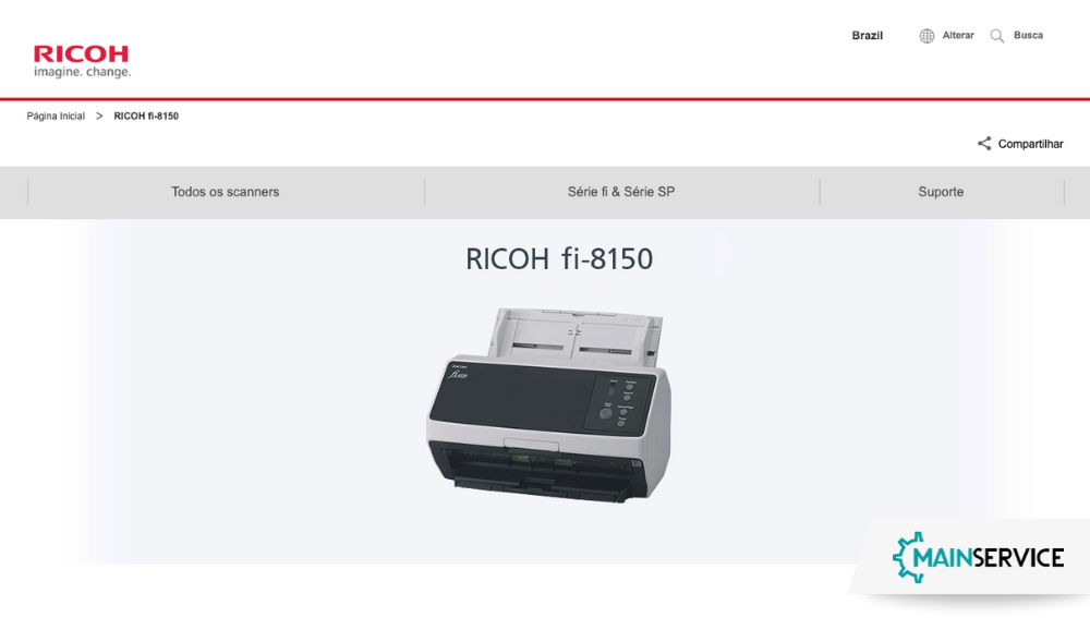 area de suporte scanner ricoh fi-8150