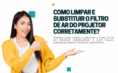 Como limpar e substituir o filtro de ar do projetor corretamente?