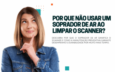 Por que não usar um soprador de ar ao limpar o scanner?
